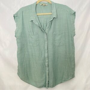 Jachs Girlfriend Green Striped Button Down Shirt